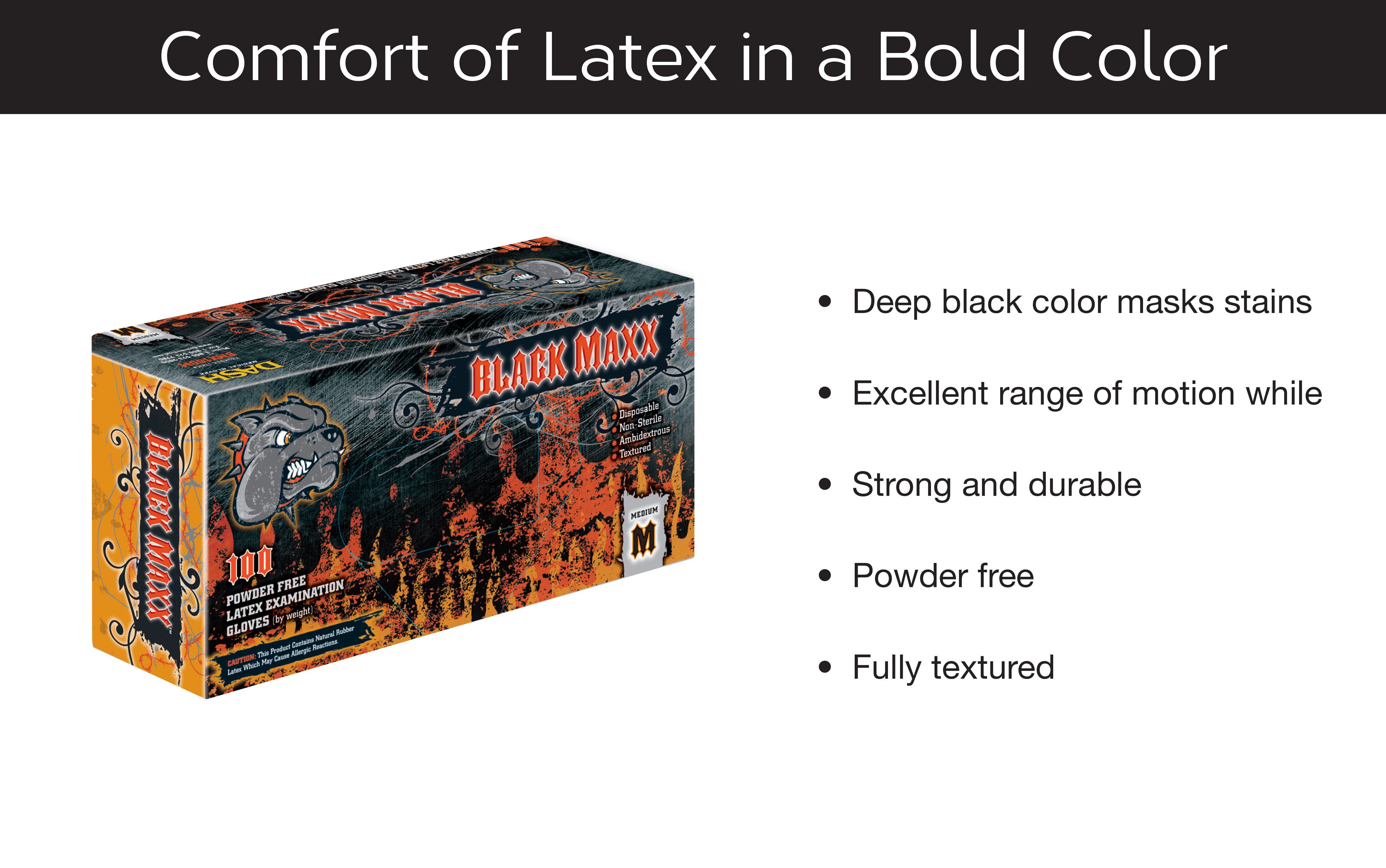 Black Maxx® Latex Exam Gloves | Premium Black Natural Latex