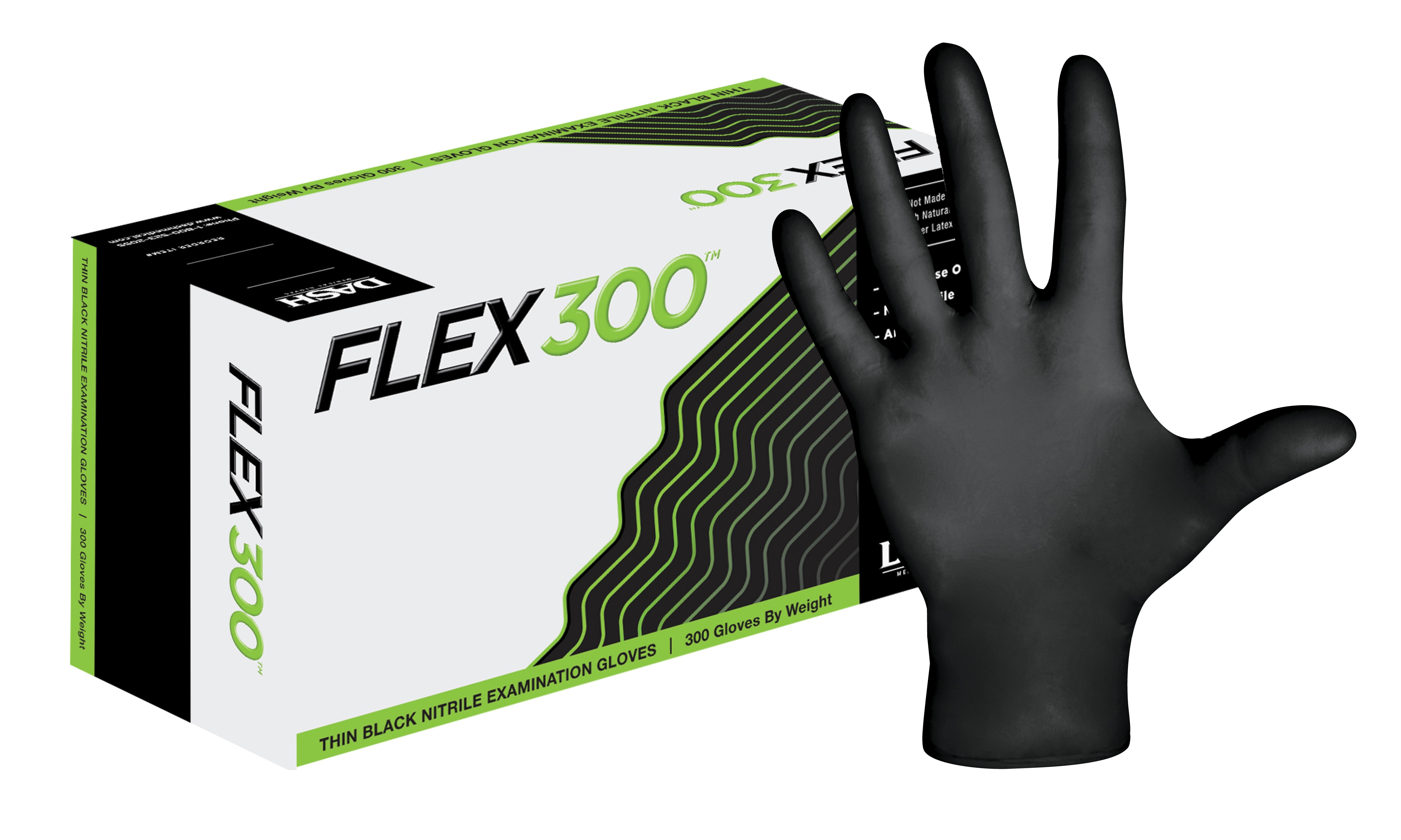 Flex300™ Black Nitrile Exam Gloves | 300 Count, Medical Grade