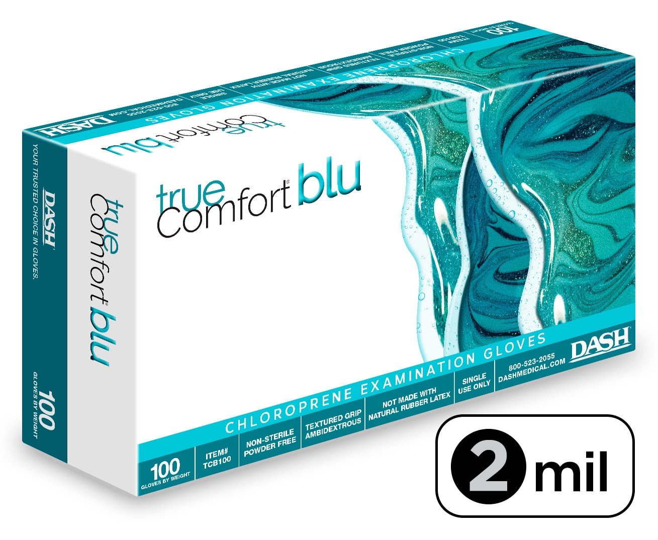 True Comfort Blu Chloroprene Exam Gloves
